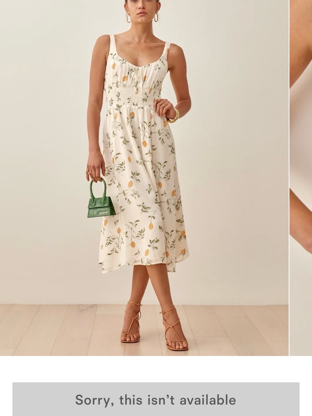 Reformation Hank dress Cream Floral Midi Sundress with Lemon Print